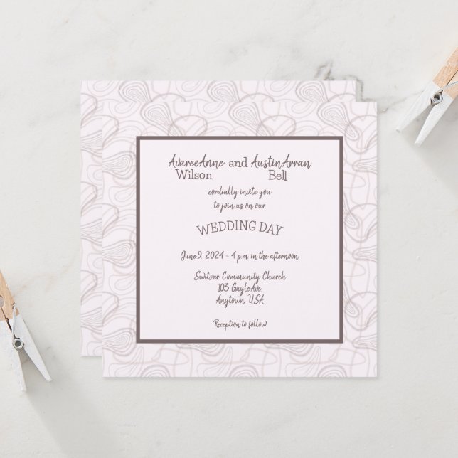 Pale Burgundy Abstract  Invitation (Front/Back In Situ)