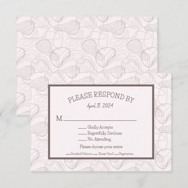 Pale Burgundy Abstract Wedding RSVP Card (Front/Back)