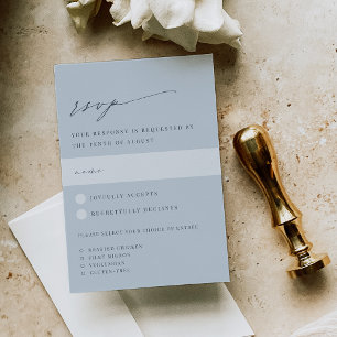 Pale Coastal Blue Wedding Meal Choice RSVP Card
