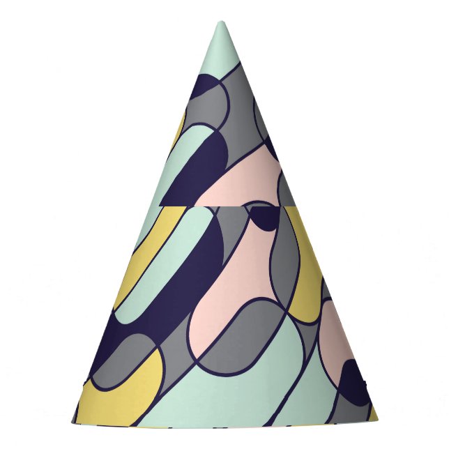 Pale Colors Geometric: Retro Pattern Party Hat (Front)