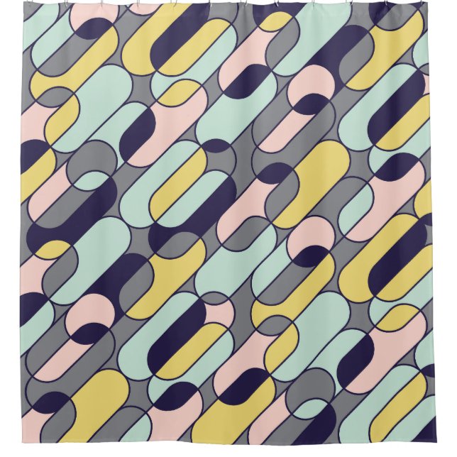 Pale Colors Geometric: Retro Pattern Shower Curtain (Front)