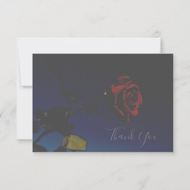 Pale Colors Red Rose Thank You Flat Card (Front)