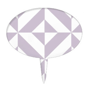 Pale Cool Grape Geometric Deco Cube Pattern Cake Topper