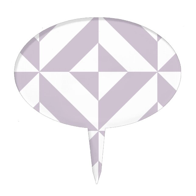 Pale Cool Grape Geometric Deco Cube Pattern Cake Topper (Front)