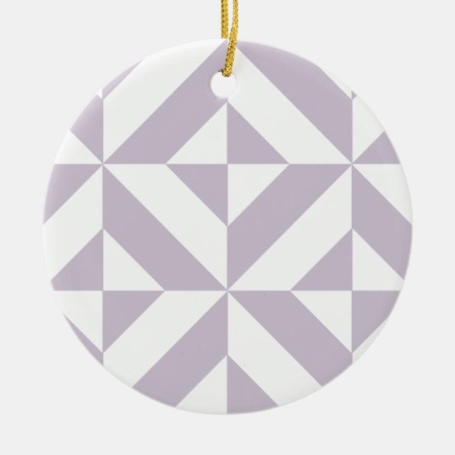 Pale Cool Grape Geometric Deco Cube Pattern Ceramic Ornament (Front)