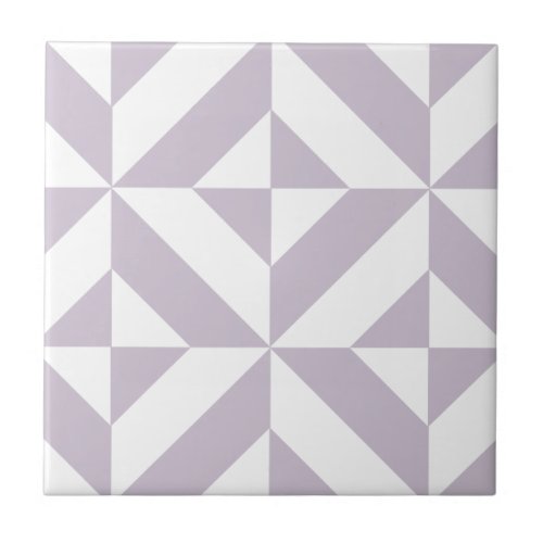Pale Cool Grape Geometric Deco Cube Pattern Ceramic Tile