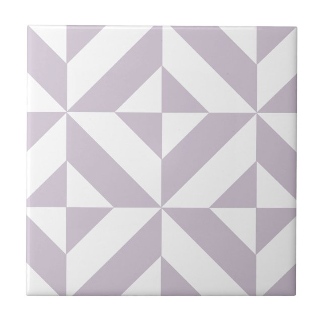 Pale Cool Grape Geometric Deco Cube Pattern Ceramic Tile (Front)