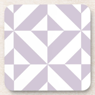 Pale Cool Grape Geometric Deco Cube Pattern Coaster