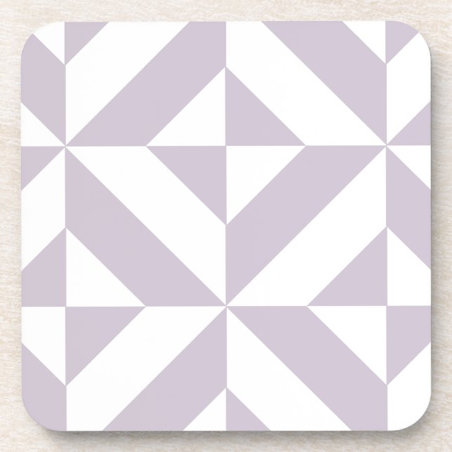 Pale Cool Grape Geometric Deco Cube Pattern Coaster (Front)