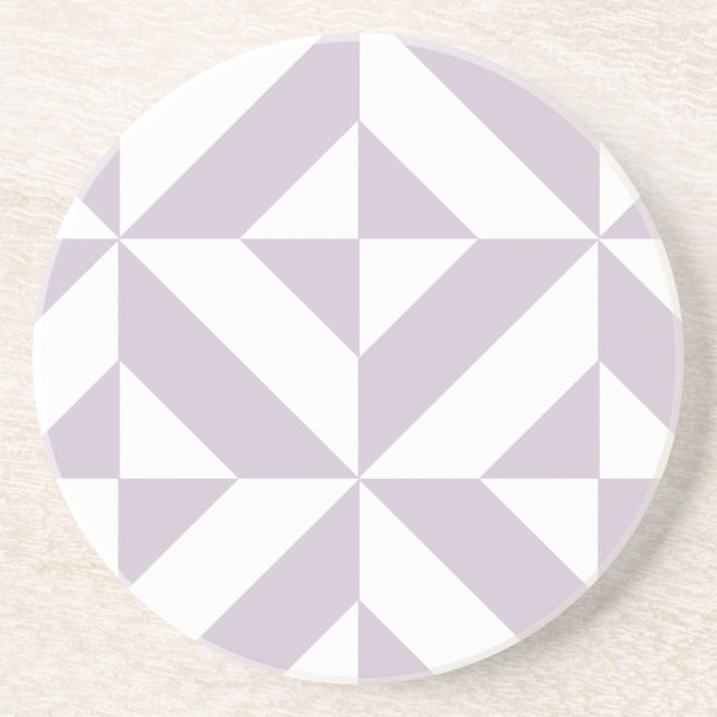 Pale Cool Grape Geometric Deco Cube Pattern Drink Coaster (Front)