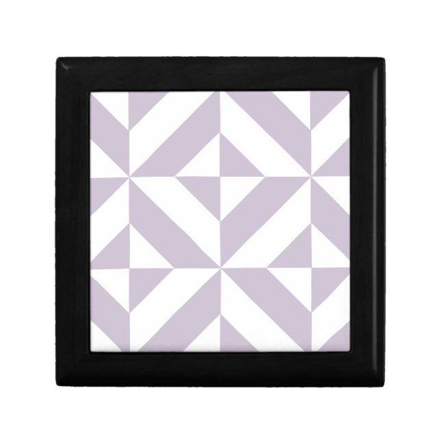 Pale Cool Grape Geometric Deco Cube Pattern Jewelry Box (Front)