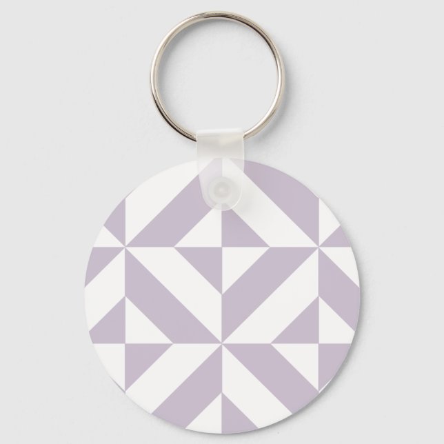 Pale Cool Grape Geometric Deco Cube Pattern Keychain (Front)
