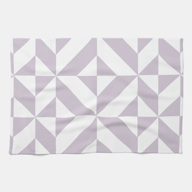 Pale Cool Grape Geometric Deco Cube Pattern Kitchen Towel (Horizontal)