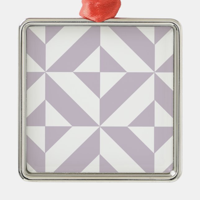 Pale Cool Grape Geometric Deco Cube Pattern Metal Ornament (Front)