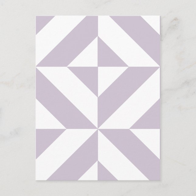 Pale Cool Grape Geometric Deco Cube Pattern Postcard (Front)