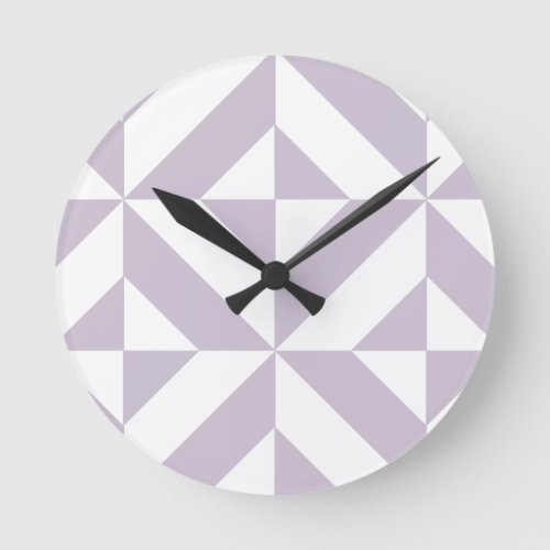 Pale Cool Grape Geometric Deco Cube Pattern Round Clock