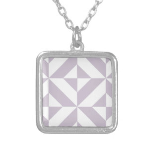 Pale Cool Grape Geometric Deco Cube Pattern Silver Plated Necklace