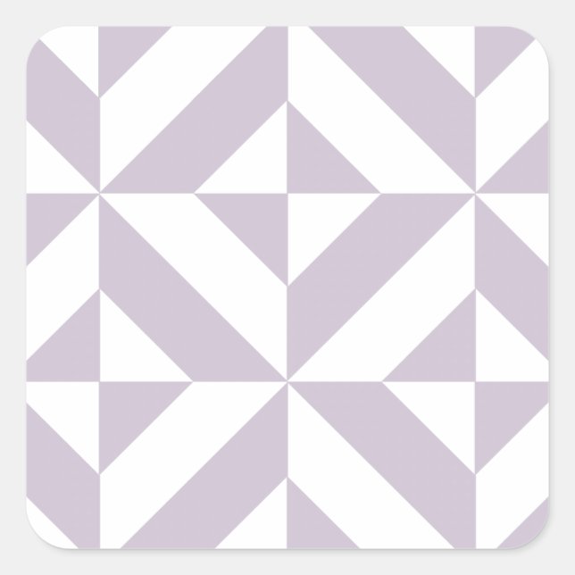 Pale Cool Grape Geometric Deco Cube Pattern Square Sticker (Front)