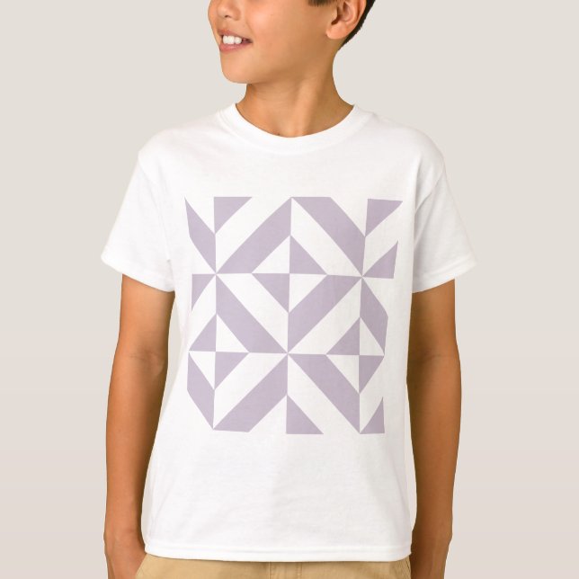 Pale Cool Grape Geometric Deco Cube Pattern T-Shirt (Front)