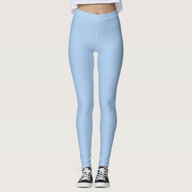 Pale Cornflower Blue Solid Color Leggings (Front)