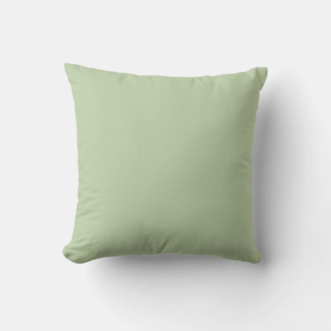 Pale Country Green Solid Color Throw Pillow (Front)