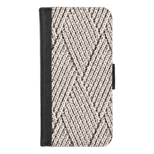 Pale Cream Faux Diamond Knit Pattern iPhone 87 Wallet Case