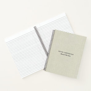 Pale cream linen fabric notebook