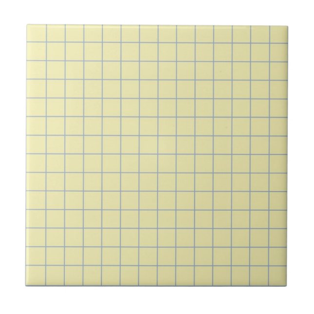 Pale Cream & Purple Checkered Retro Minimalist Ceramic Tile (Front)