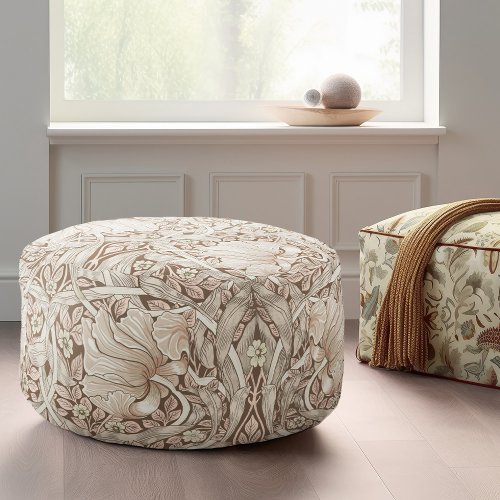 Pale Cream William Morris Pimpernel Vintage Pouf