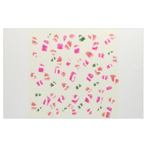 Pale cream yellow with cherry red green pattern fabric