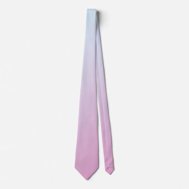 Pale Cyan Blue and Soft Pink Gradient Ombre Neck Tie (Front)