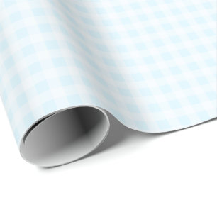 Pale Cyan Blue Gingham Wrapping Paper