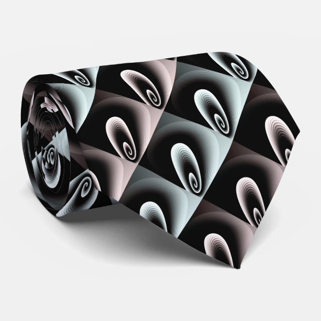 Pale Cyan Blue & Red Burgundy COOL Modern Pattern Neck Tie (Rolled)