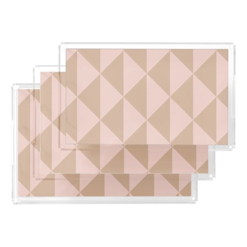 Pale Dogwood Pink and Hazelnut Brown Geometric Acrylic Tray