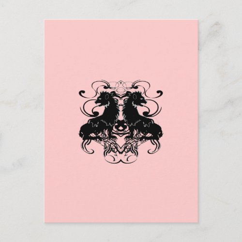 Pale Dogwood Pink Vintage Lion Design Postcard