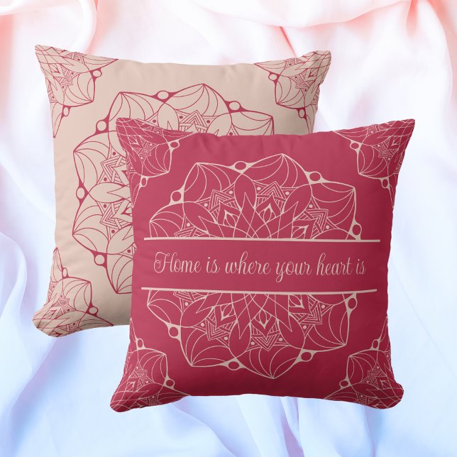 Pale Dogwood & Viva Magenta Mandala Personalized Throw Pillow (Creator Uploaded)