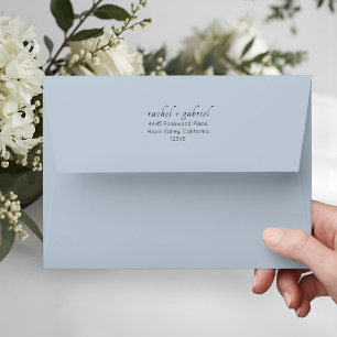 Pale Dusty Blue Chic Simple Clean Wedding Envelope