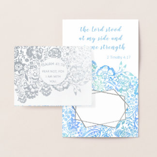 Pale Dusty Blue Religious Christian Sympathy Foil Card