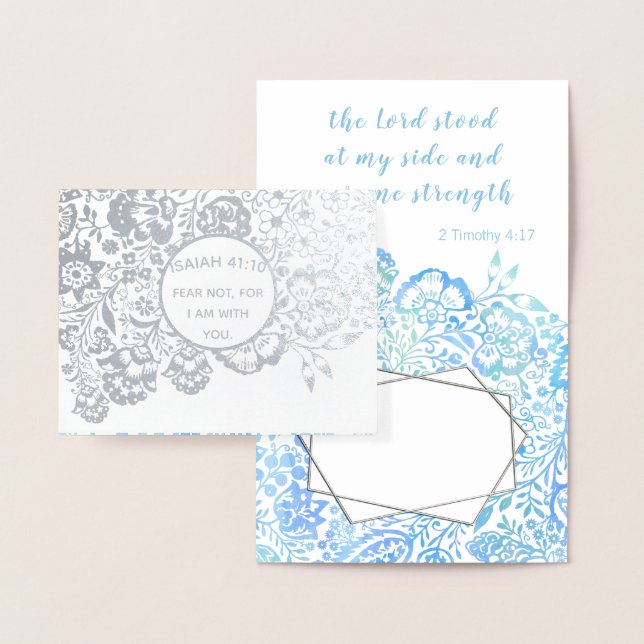 Pale Dusty Blue Religious Christian Sympathy Foil Card (Display)