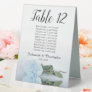 Pale Dusty Blue Rose Wedding Number Seating Chart Table Tent Sign