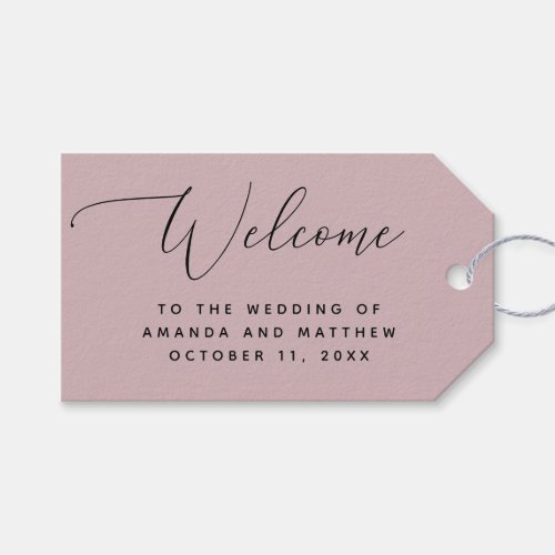 Pale dusty pink elegant minimalist wedding welcome gift tags