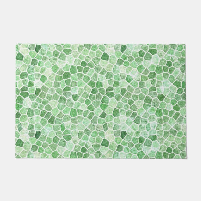 Pale Emerald and Pistachio Cobbled Patchwork Doormat (Front)