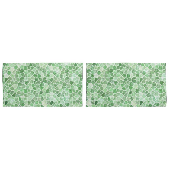 Pale Emerald and Pistachio Cobbled Patchwork Pillow Case (Front-Set)