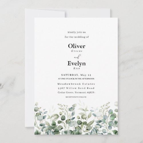 Pale Eucalyptus Harmony Wedding Invitation