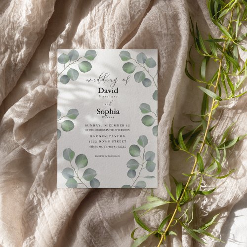 Pale Eucalyptus Leaf Wedding Invitation