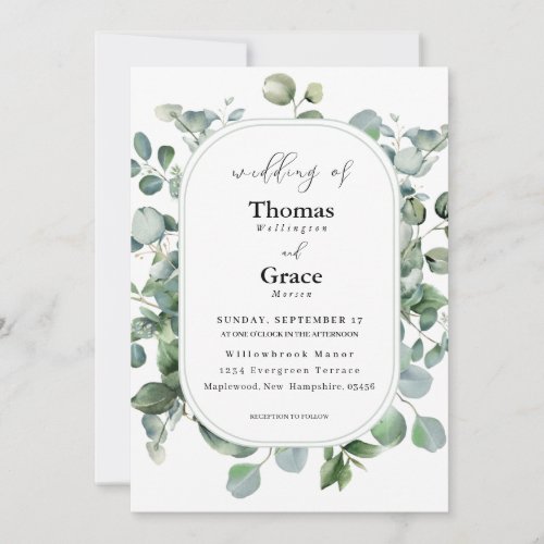 Pale Eucalyptus Wedding Invitation