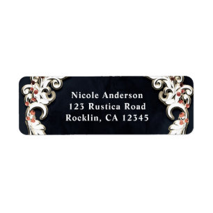 Pale Floral Dark Chalk Elegant Winter Wedding Label
