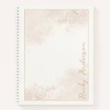 Pale Floral Drawing on Beige Watercolor