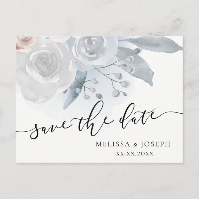 pale flowers | save the date announcement postcard (Front)