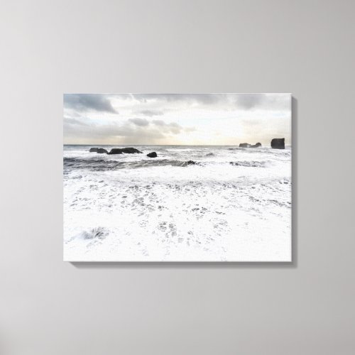 Pale foamy ocean seascape Iceland Canvas Print